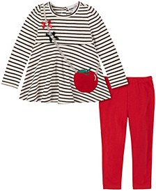Toddler Girls Tunic with Applique and Solid Leggings, 2 Piece Set