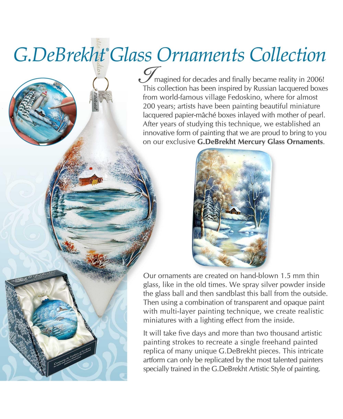 G.DeBrekht Vintage-Like Winter Village Holiday Ornament
