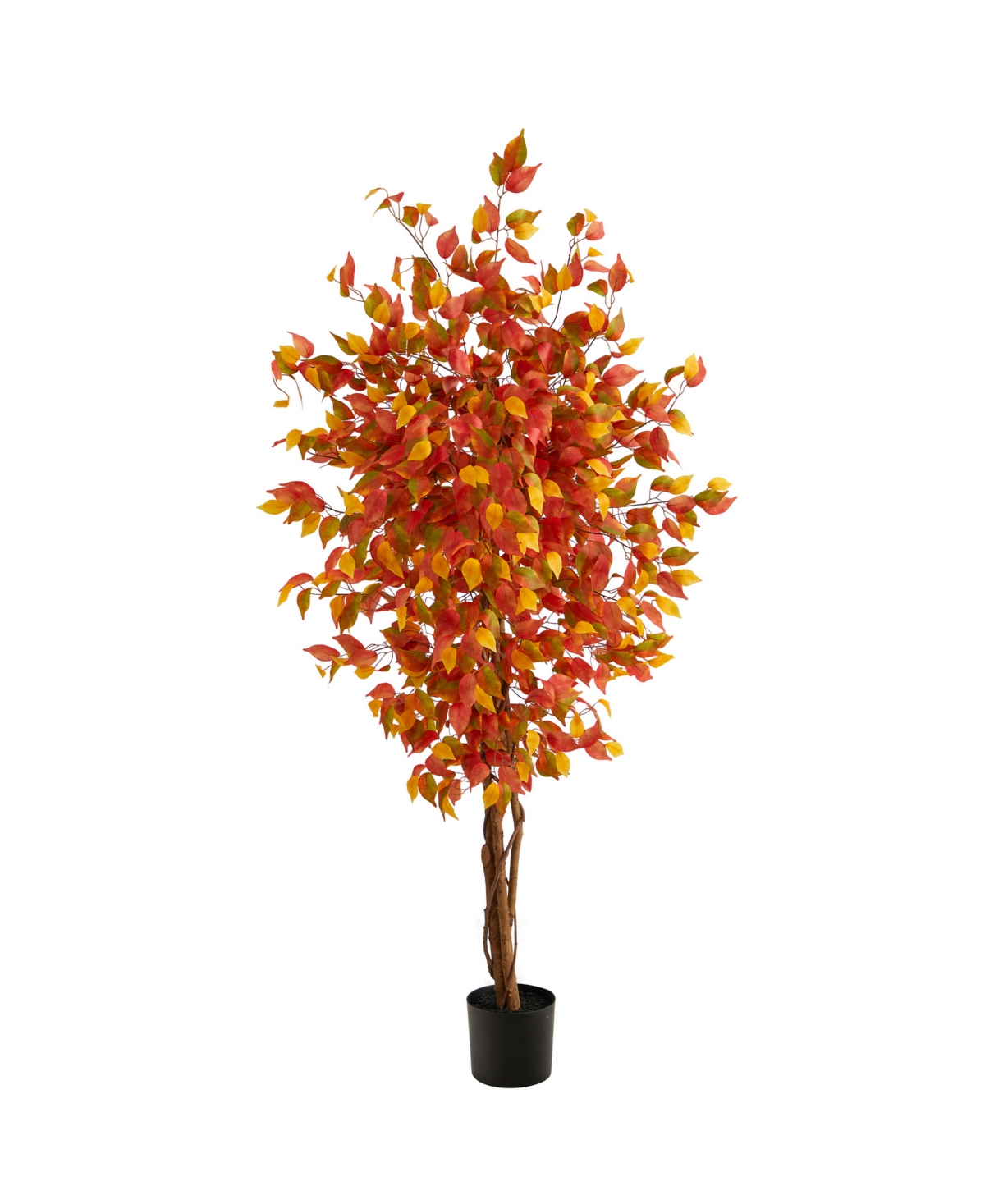 Shop Nearly Natural Autumn Ficus Artificial Fall Tree, 6' In Orange