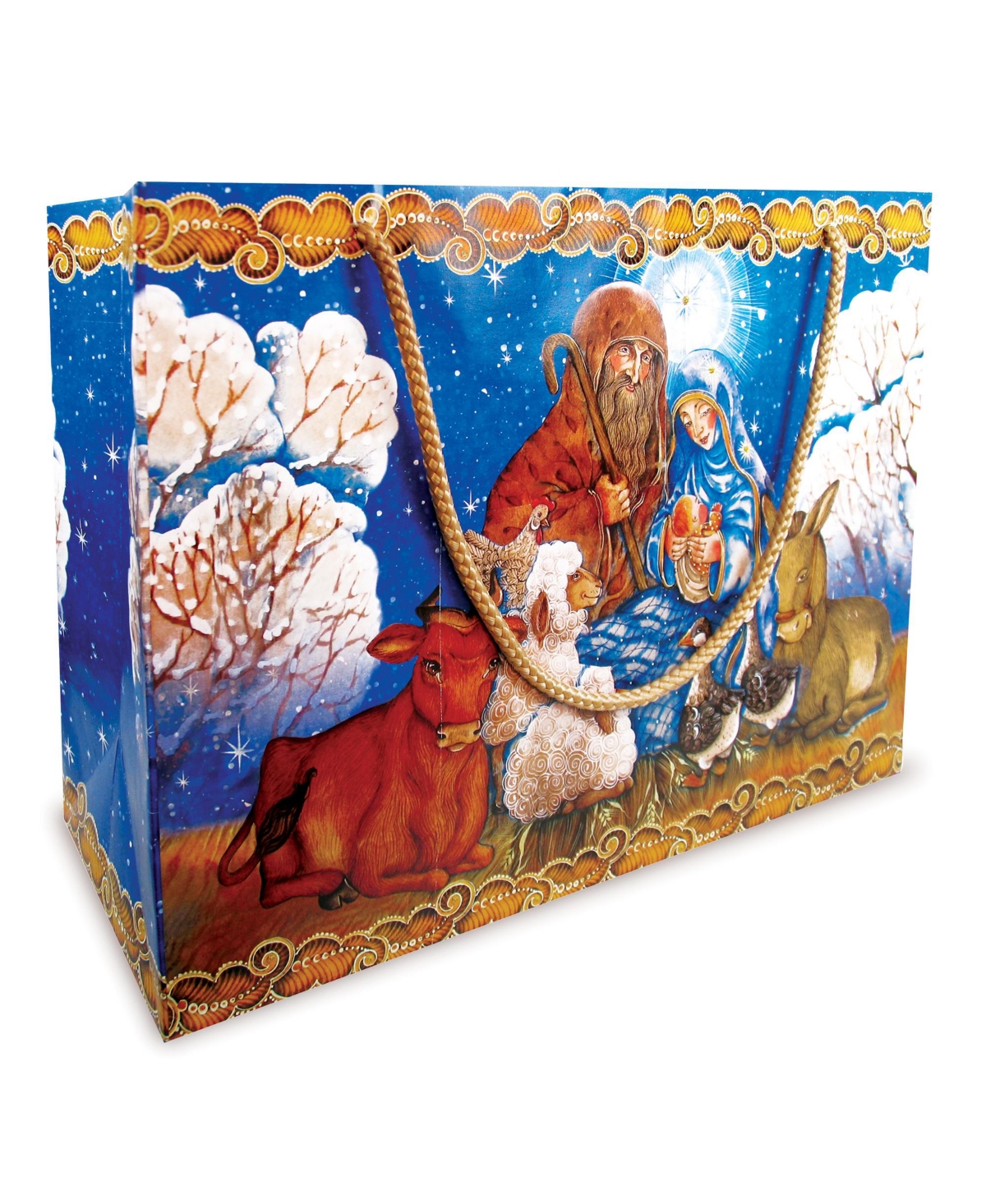 Christmas Nativity Holiday Gift Bag Large, Set of 3 - Multi Color