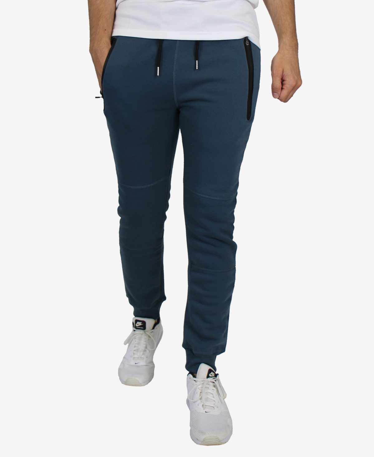 Men's Slim Fit Fleece Jogger Sweatpants with Heat Seal Zipper Pockets - Blue
