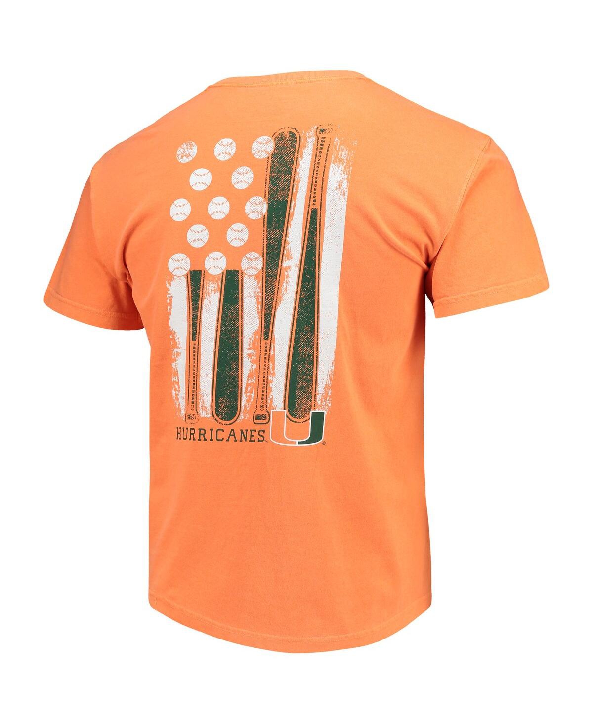 Men'sMiami Hurricanes Baseball Flag Comfort Colors T-shirt - Orange