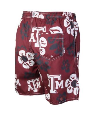 Men's Maroon Texas A&M Aggies Floral Volley Logo Swim Trunks