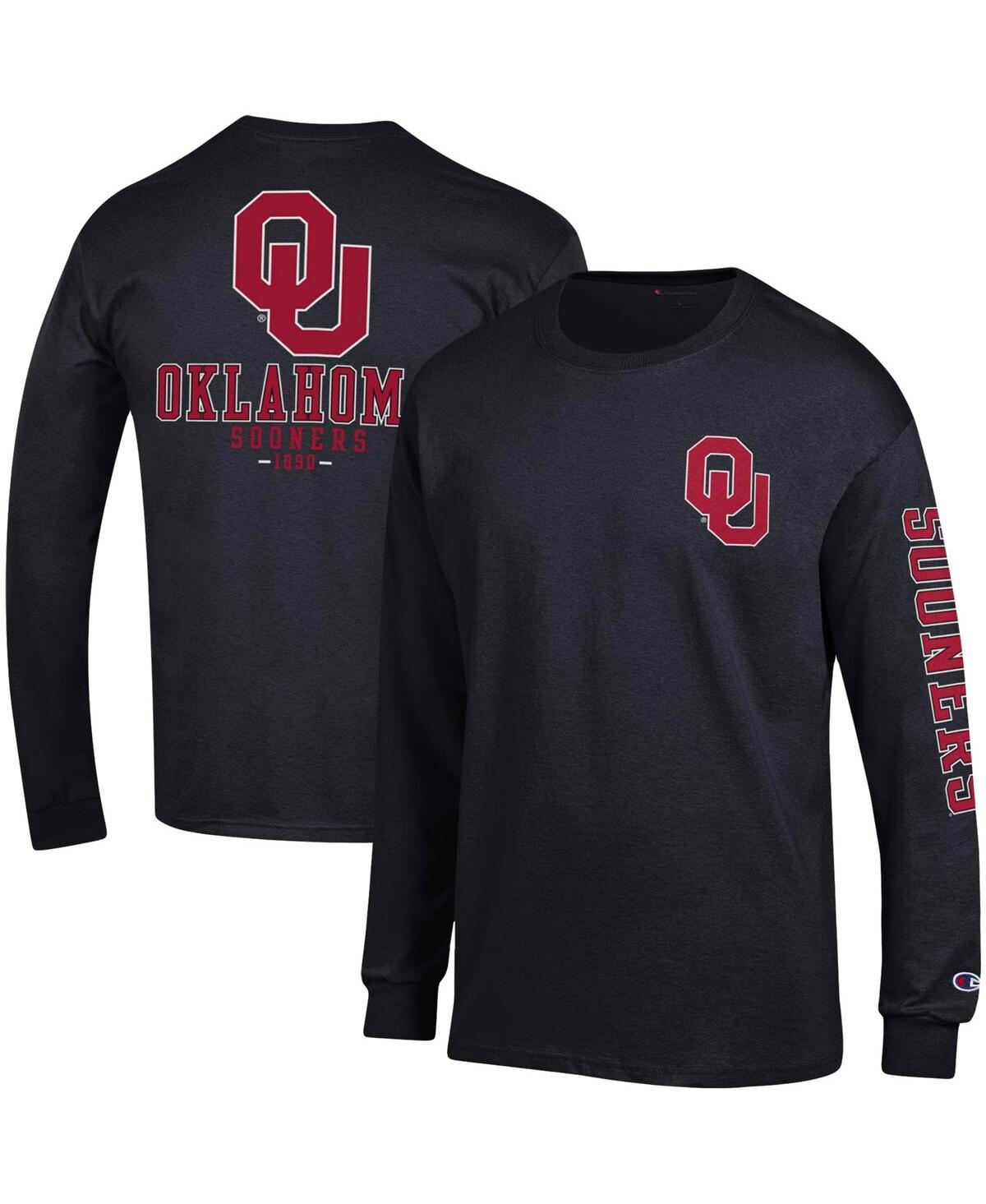 Men's ChampionOklahoma Sooners Team Stack Long Sleeve T-shirt - Black