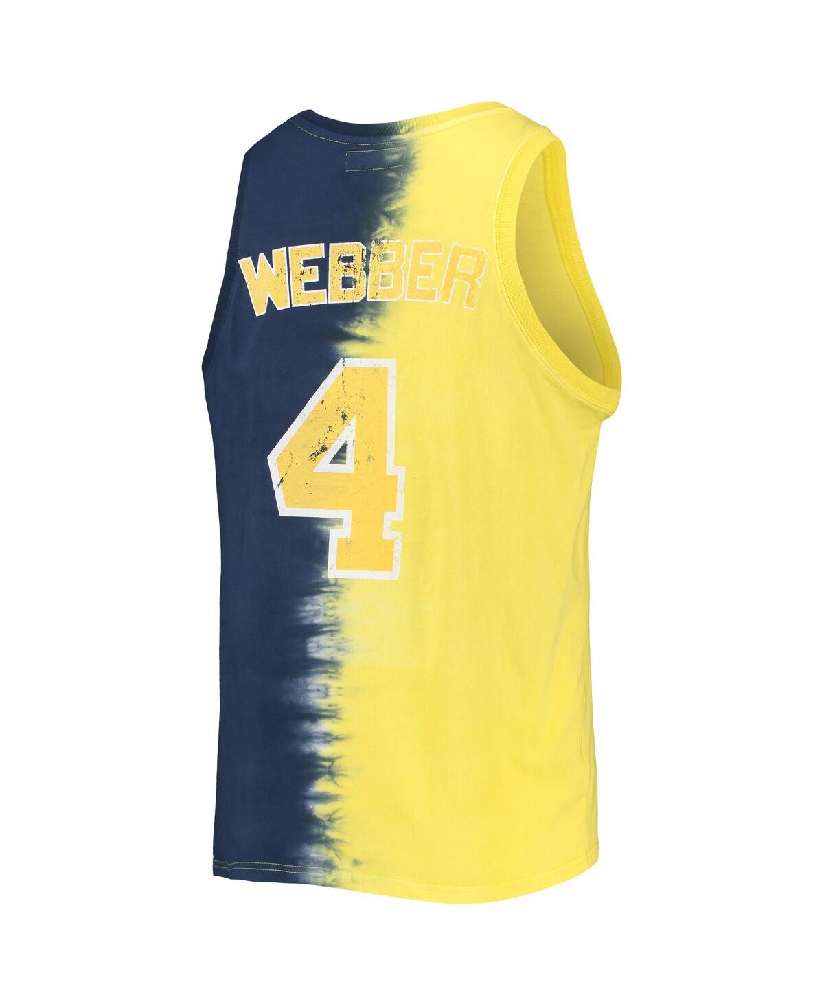 Mitchell & Ness Men's  Chris Webber Maize, Navy Michigan Wolverines Name And Number Tie-dye Tank Top In Maize,navy