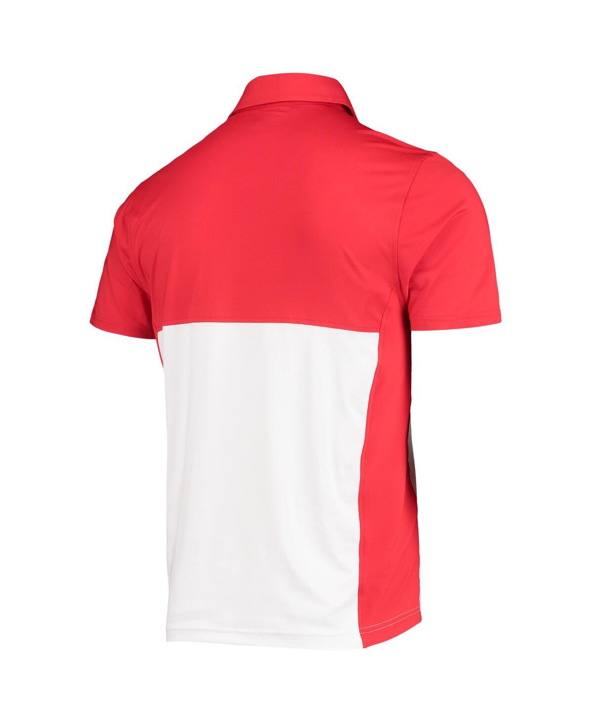 Shop Under Armour Men's  Red, White Texas Tech Red Raiders 2022 Blocked Coaches Performance Polo Shirt In Red,white