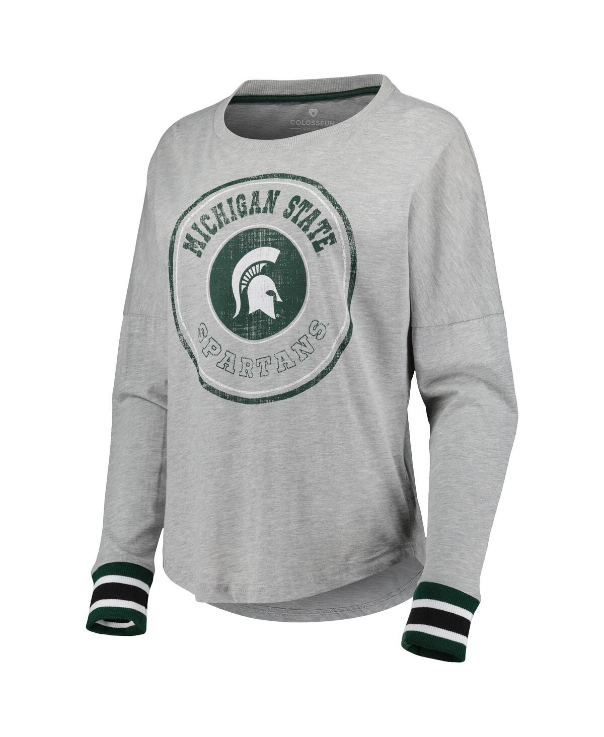 Shop Colosseum Women's  Heathered Gray Michigan State Spartans Andy Long Sleeve T-shirt
