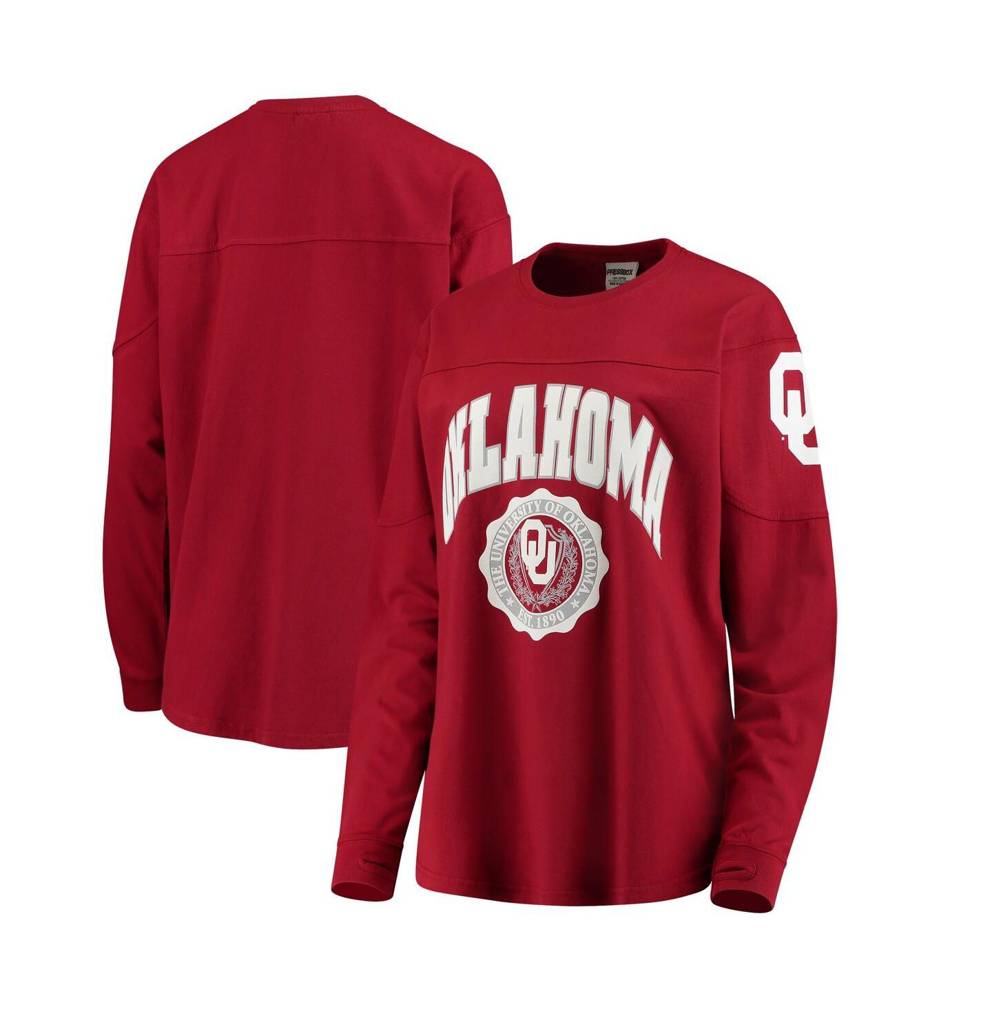 Женская футболка Pressbox Crimson Oklahoma Sooners Edith Long Sleeve — фото 1