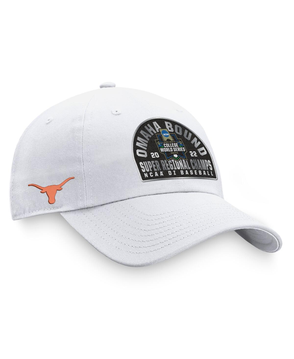 Men's Top of the WorldTexas Longhorns 2022 Ncaa Men's Baseball Super Regional Champions Locker Room Adjustable Hat - White
