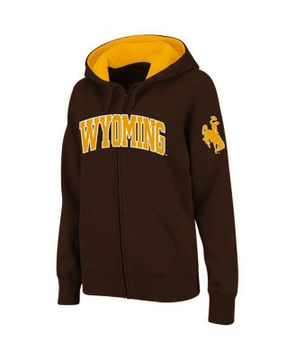 Women's Brown Wyoming Cowboys Arched Name Full-Zip Hoodie