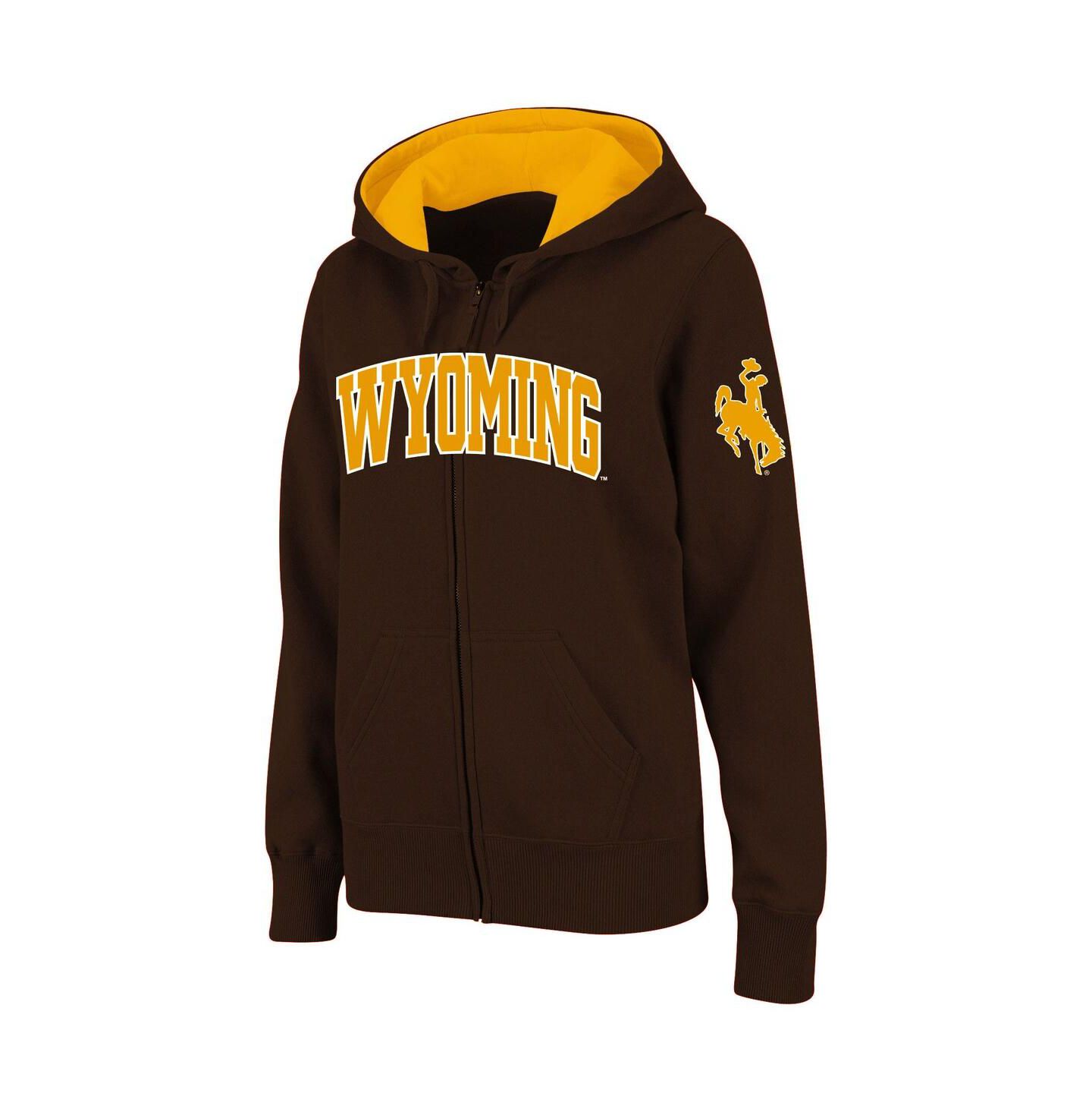 Женское худи Colosseum Brown Wyoming Cowboys Arched Name Full-Zip — фото 2