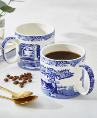 Blue Italian Mugs, Set of 4