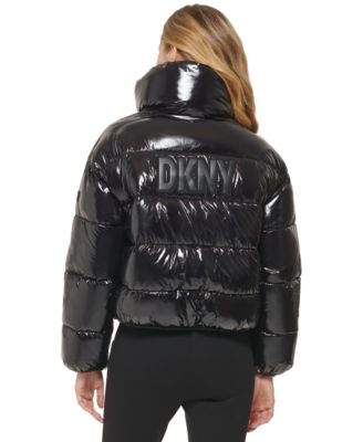 DKNY Women's Stand-Collar Logo Puffer Coat - Macy's