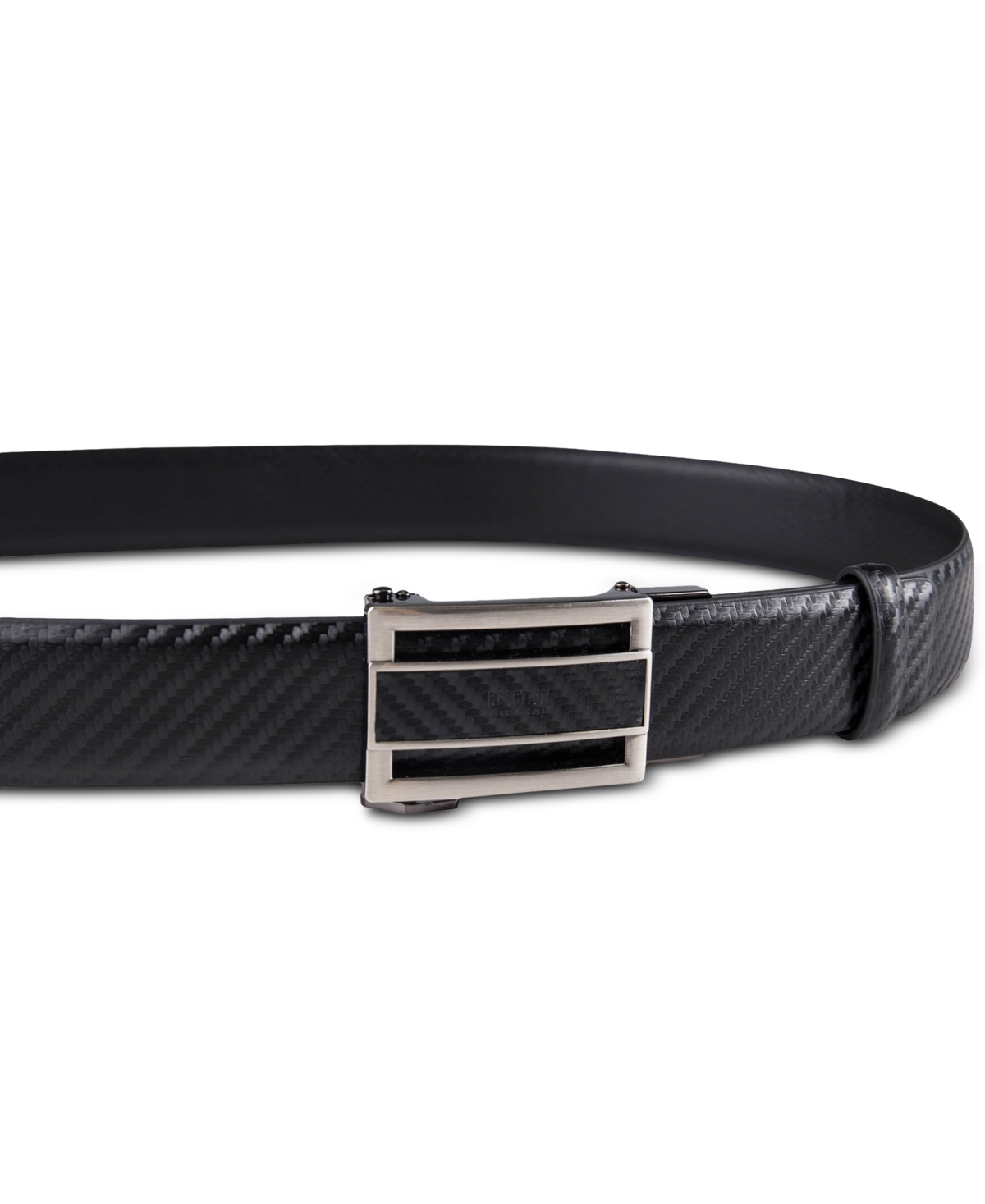 Shop Kenneth Cole Reaction Men's Faux Leather Inlay Track Belt In Black,black