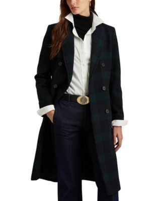 로렌 랄프로렌 Lauren Ralph Lauren Womens Double-Breasted Walker Coat,Blackwatch Plaid