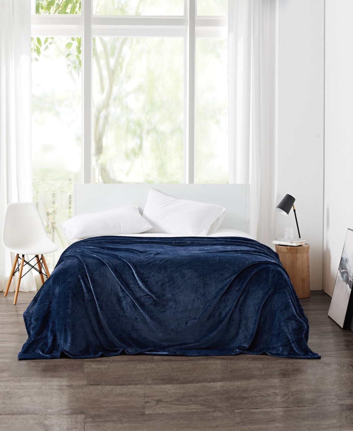 Cannon Solid Plush Blanket, Twin/twin Xl In Dark Blue
