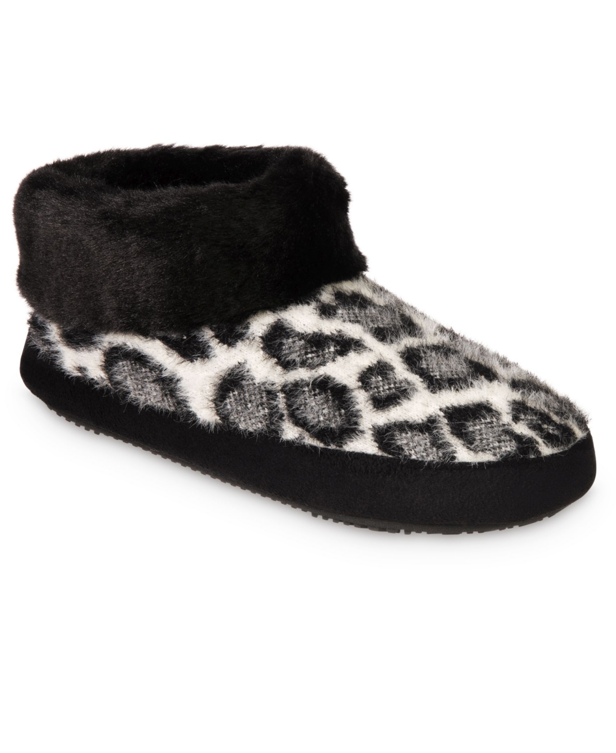 Isotoner Signature Women's Memory Foam Cheetah Comfort Boot Slippers In Black