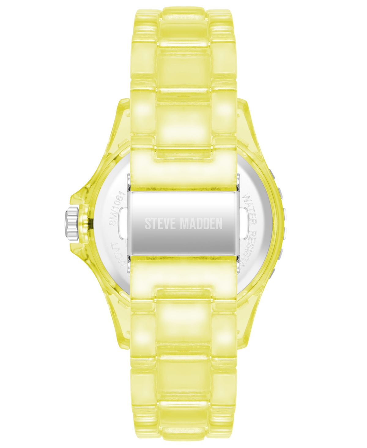 Shop Steve Madden Women's Analog Transparent Yellow Plastic With Rainbow Crystal Bracelet Watch, 40mm