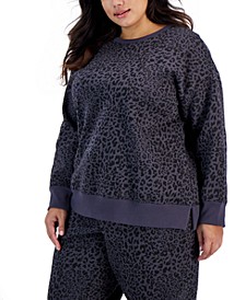 Plus Size Cheetah-Print Crewneck Pullover Sweatshirt, Created for Macy's