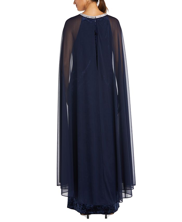 R & M Richards Women's Sheer-Overlay Velvet Gown & Reviews - Dresses ...
