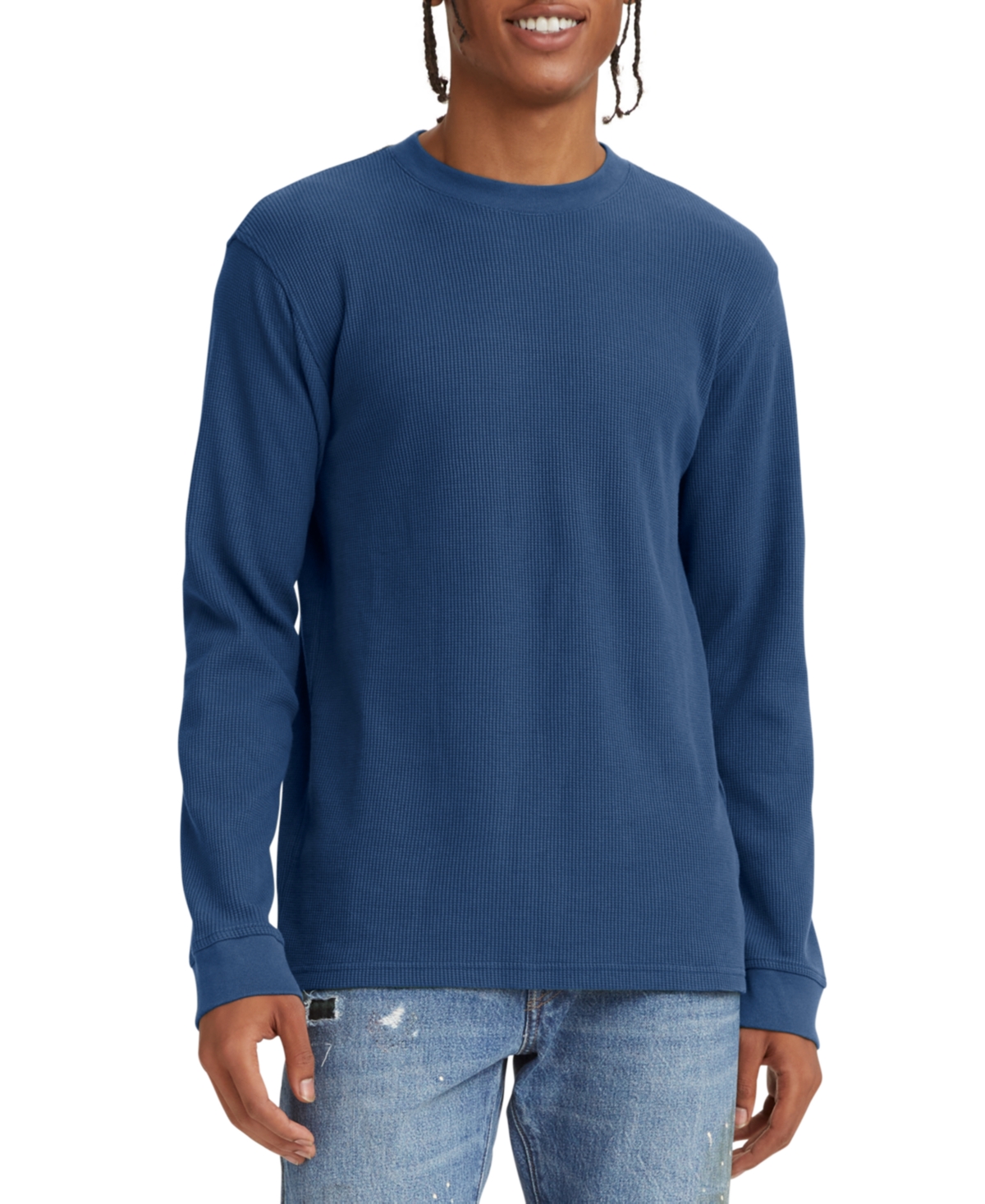 Levi's Men's Waffle Knit Thermal Long Sleeve T-shirt In Mazarine Blue |  ModeSens