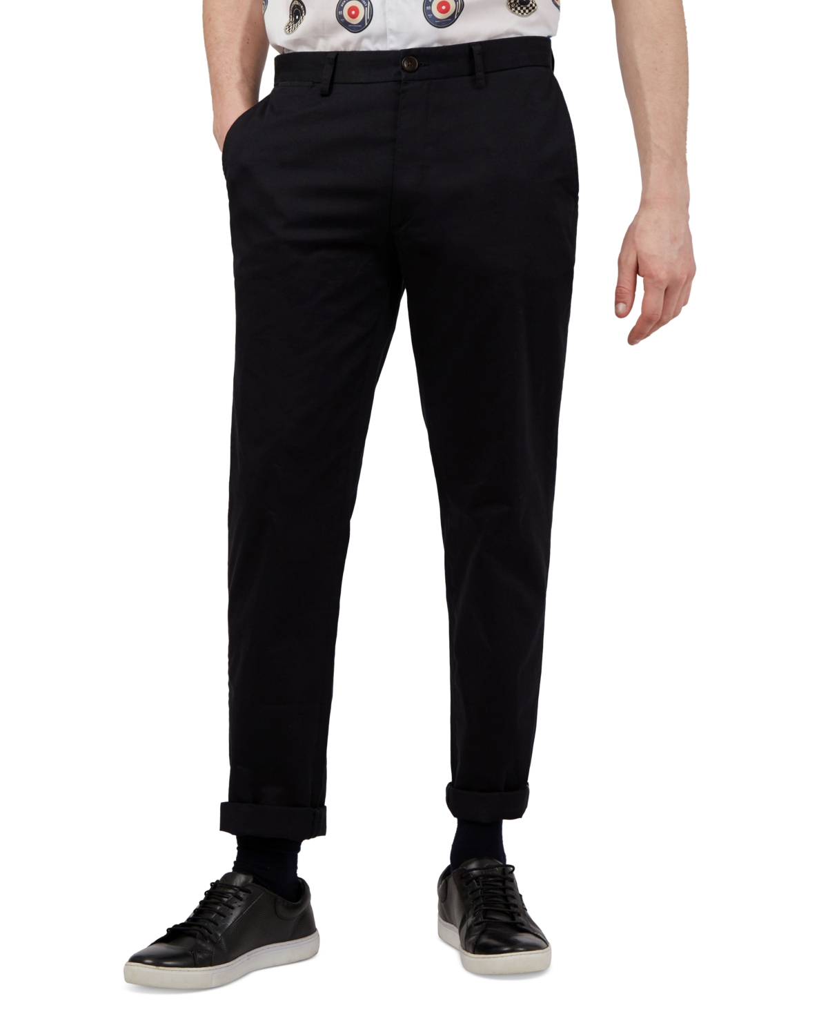 Ben Sherman Men's Slim-fit Stretch Five-pocket Branded Chino Pants In Black