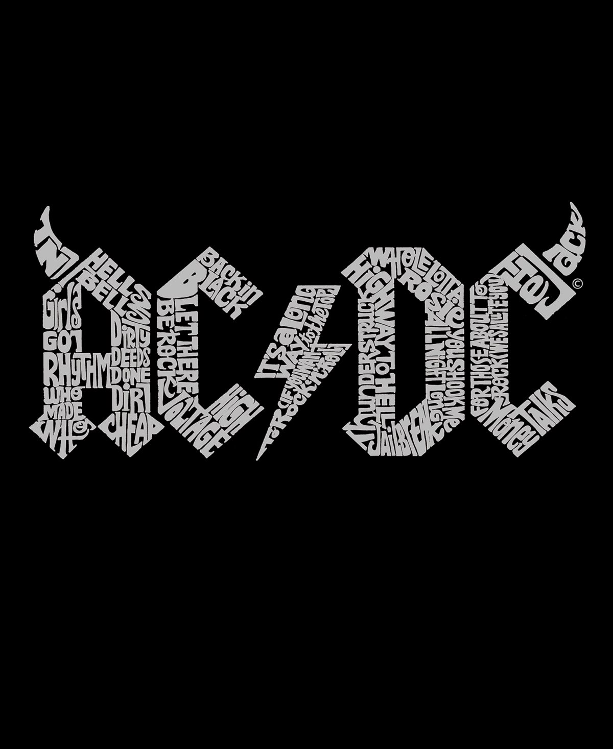 Men's Word Art Long Sleeve Acdc T-shirt