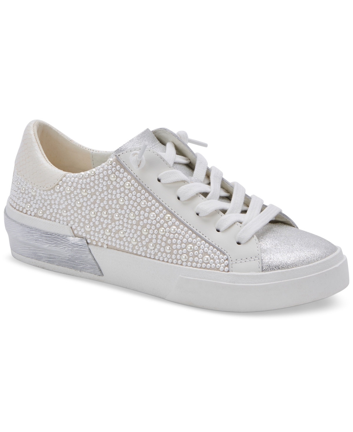Shop Dolce Vita Women's Zina Embellished Lace-up Sneakers In Vanilla Pearls