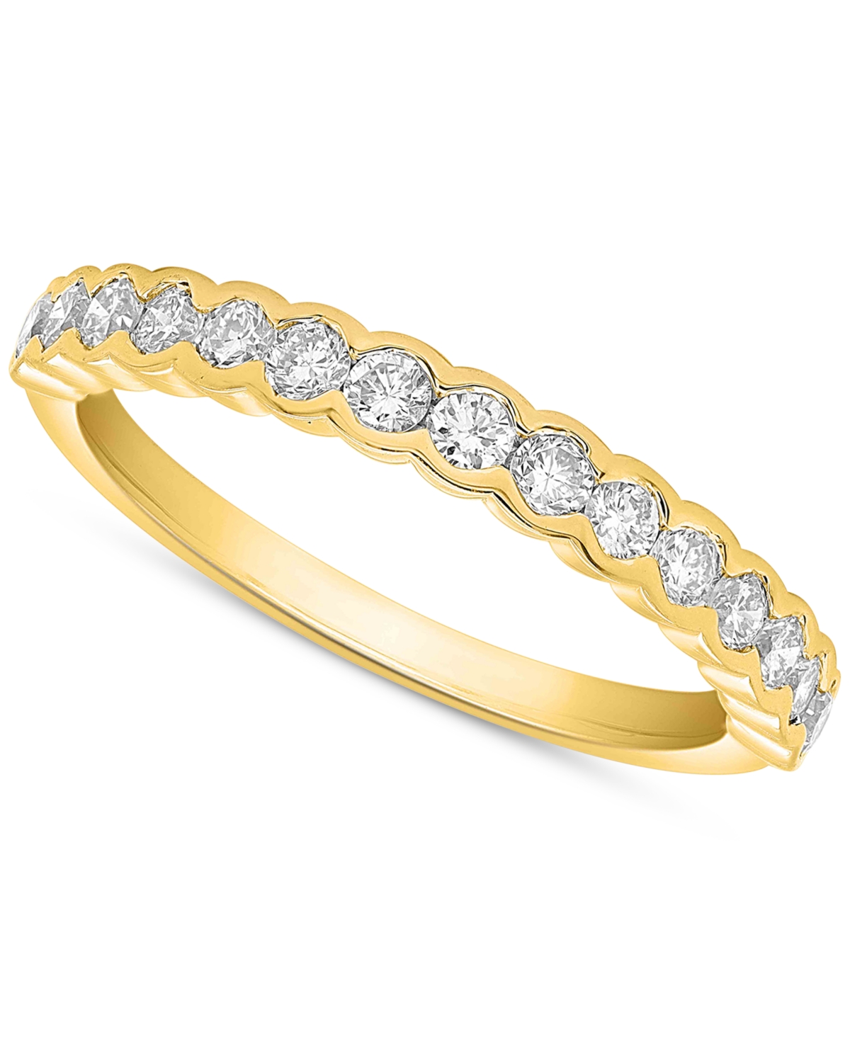 Lab-Created Diamond Scalloped Band (1/2 ct. t.w.) in 14k Gold-Plated Sterling Silver - Gold-Plated Sterling Silver