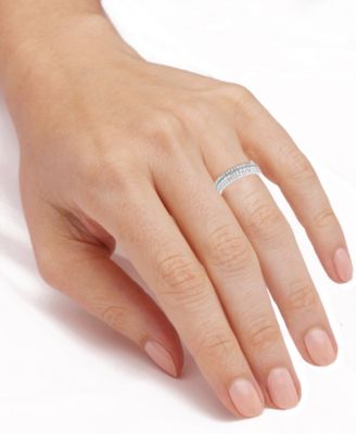 Lab-Created Diamond Three-Row Band (3/4 ct. t.w.) in Sterling Silver or 14K Gold-Plated Sterling Silver