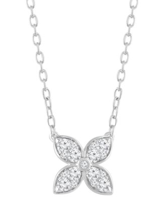 Forever Grown Diamonds - Lab-Created Diamond Flower 18" Pendant Necklace (3/8 ct. t.w.) in Sterling Silver