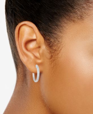Lab-Created Diamond Small Hoop Earrings (1/4 ct. t.w.) in Sterling Silver