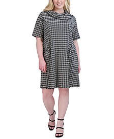 Plus Size Cowlneck Short-Sleeve A-Line Dress