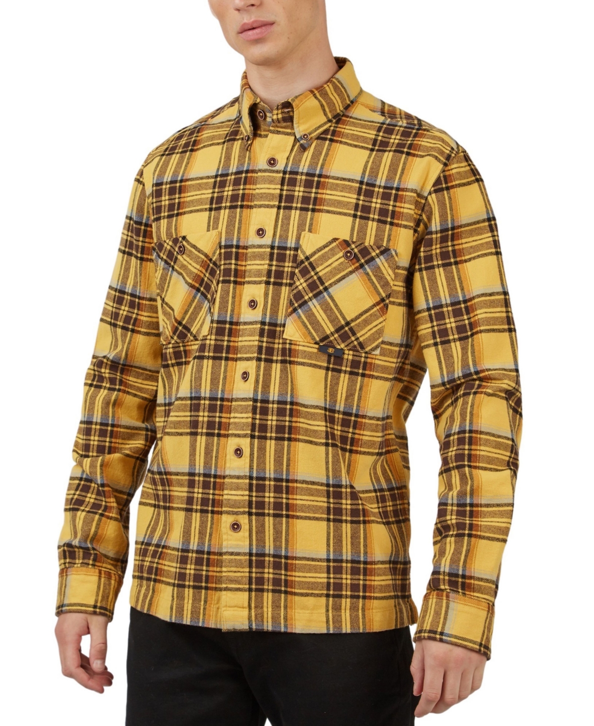 Ben Sherman Men's Brushed Ivy Check Shirt In Bright Yellow