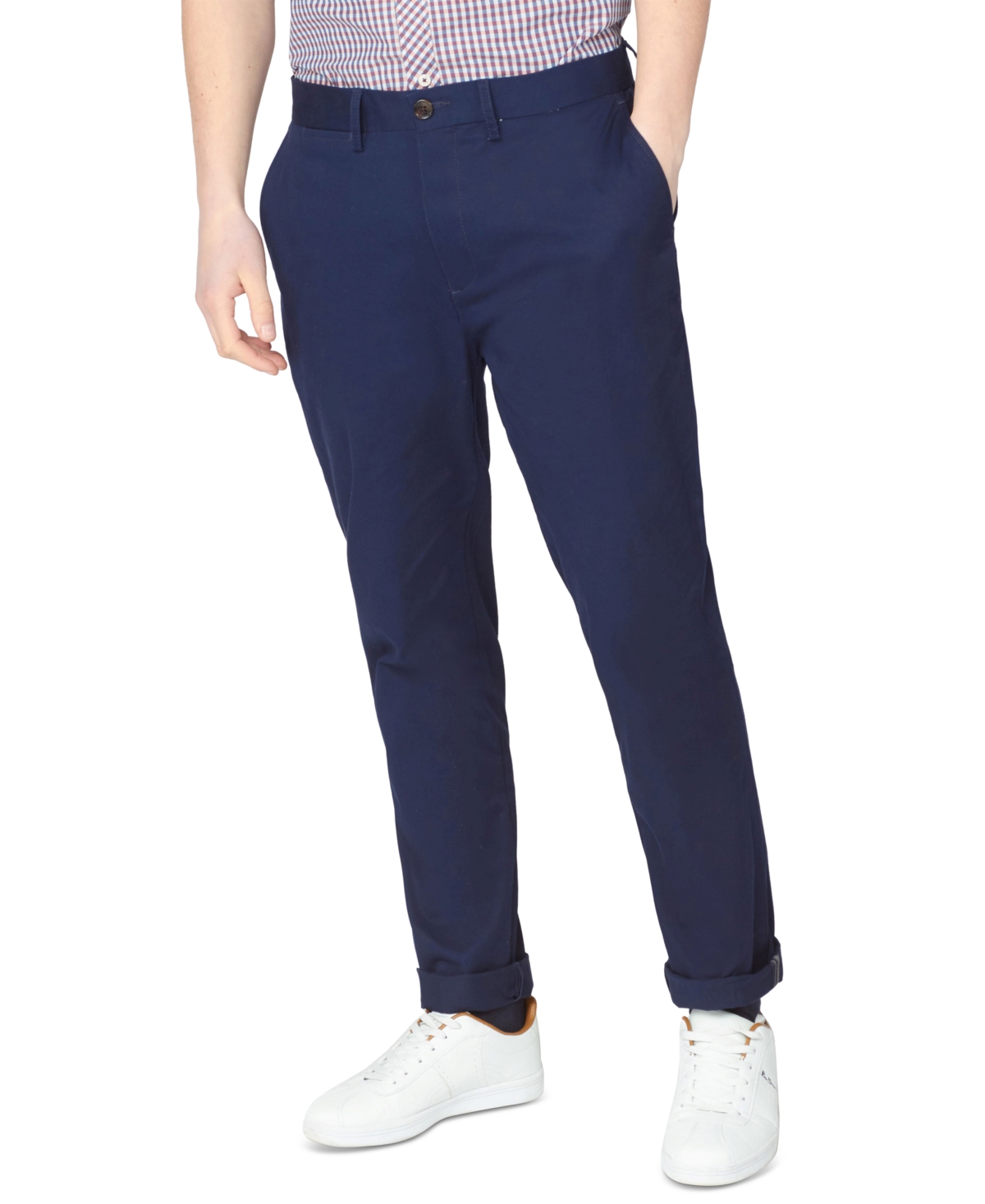 Men's Slim-Fit Stretch Five-Pocket Branded Chino Pants - Dark Navy