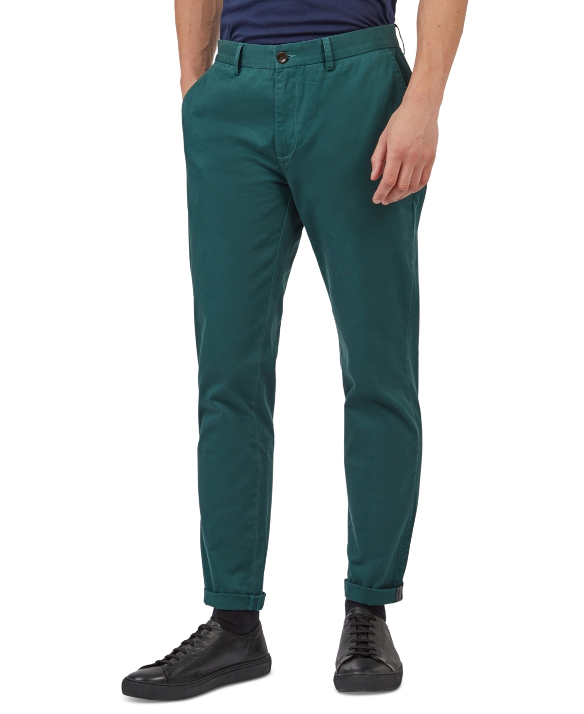 Shop Ben Sherman Men's Slim-fit Stretch Five-pocket Branded Chino Pants In Ocean Green