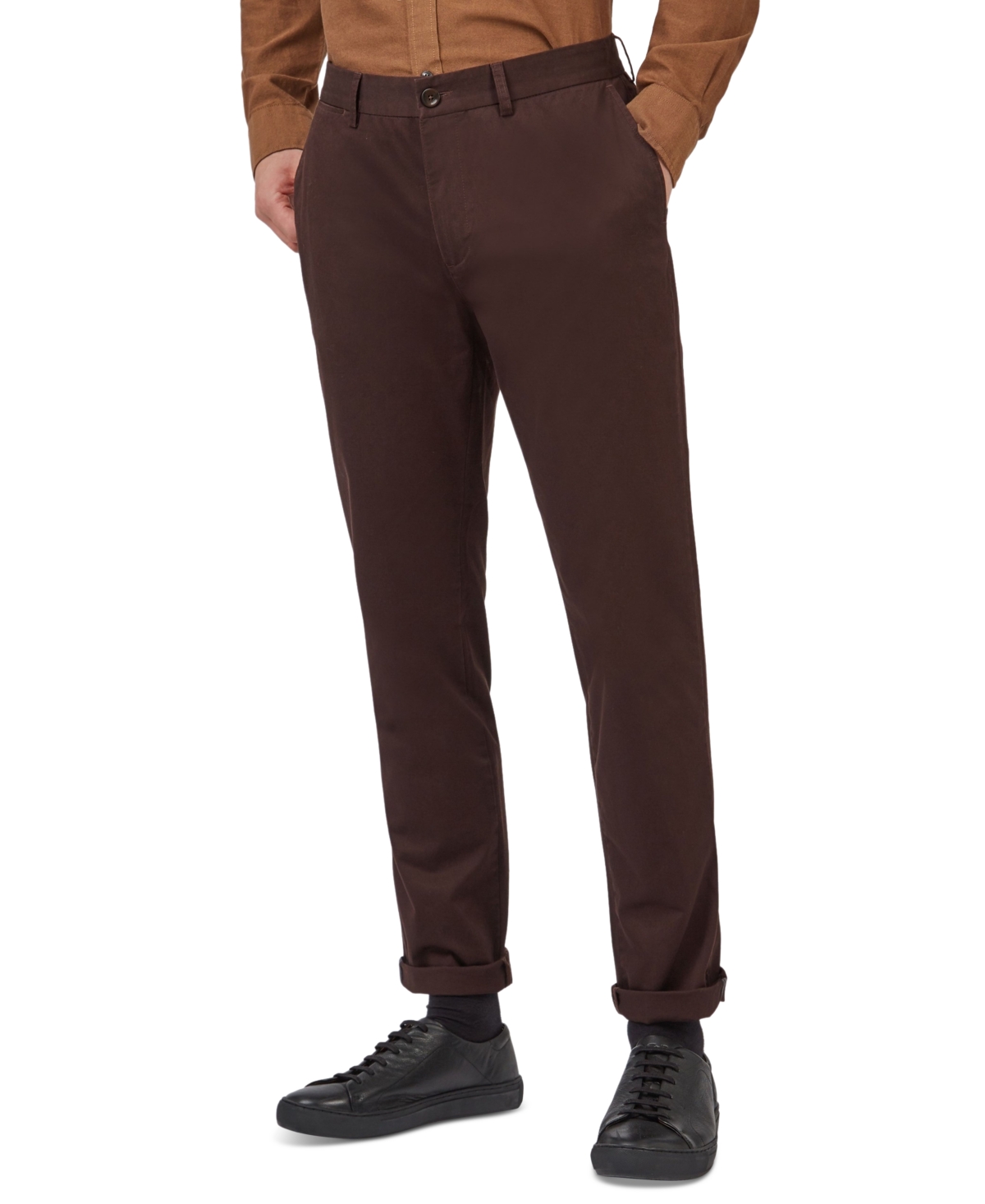 Shop Ben Sherman Men's Slim-fit Stretch Five-pocket Branded Chino Pants In Peat