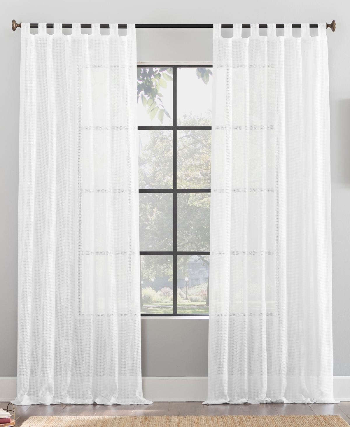 Archaeo Waffle Weave Tab Top Curtain, 50" X 84" In White