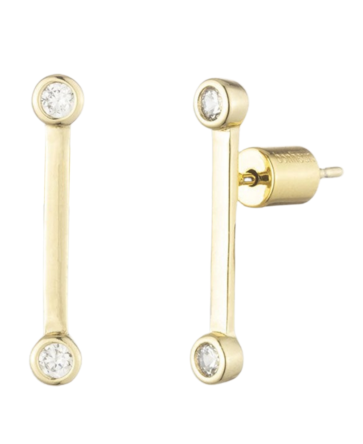 Bonheur Jewelry Diana Stud Crystal Earrings In Karat Gold Plated Brass