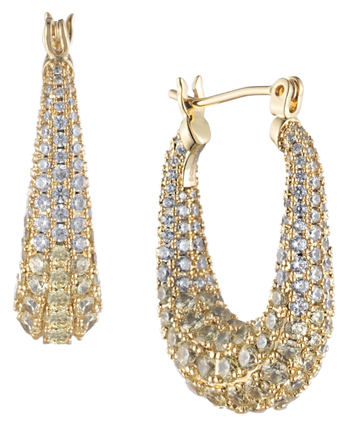 Bonheur Jewelry Cybele Crystal Encrusted Hoop Earrings In Karat Gold Plated Brass