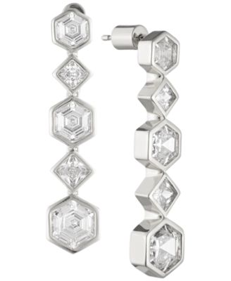 Bonheur Jewelry Milou Statement Crystal Drop Earrings - Rhodium Plated Brass