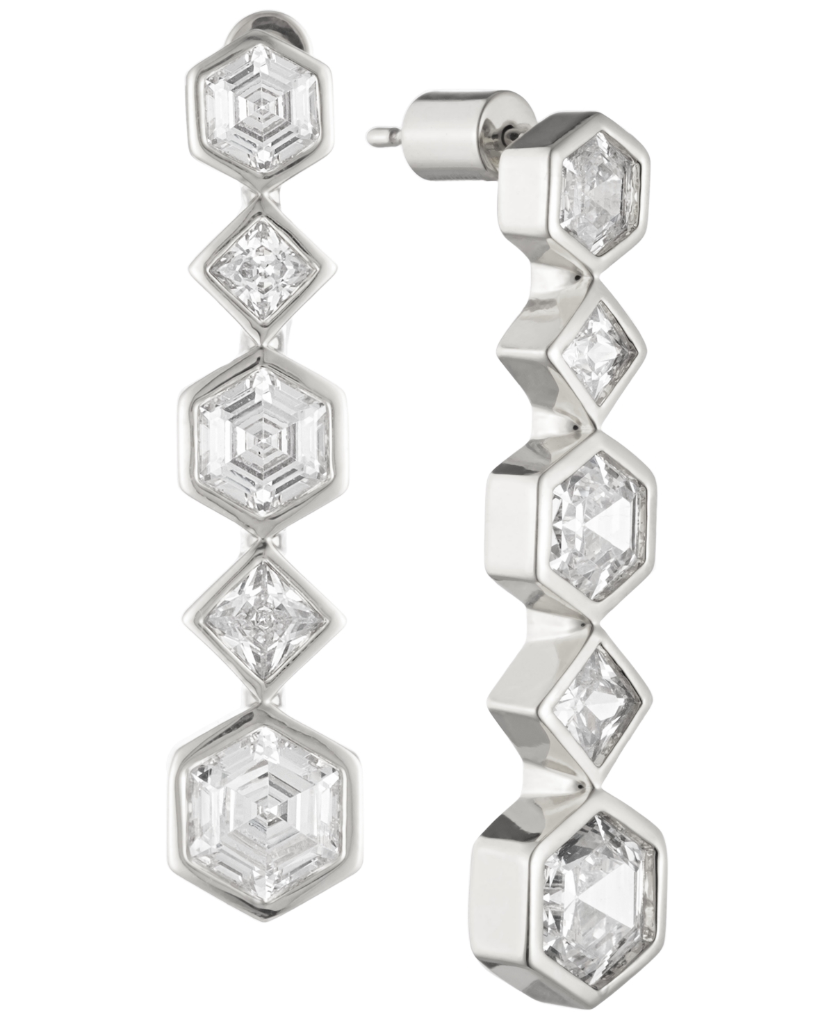 Bonheur Jewelry Milou Statement Crystal Drop Earrings In Rhodium Plated Brass
