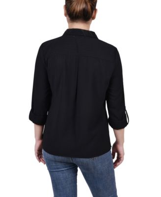 Women's 3/4 Sleeve Windowpane Blouse