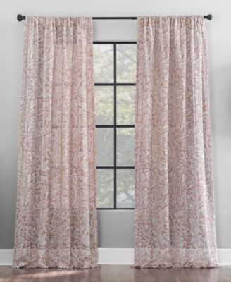 Archaeo Paisley Waffle Weave Cotton Blend Curtain Collection In Rose Quartz