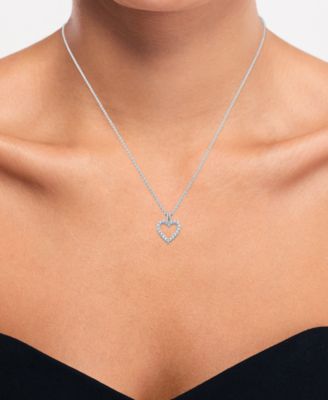 Lab-Created Diamond Open Heart 18" Pendant Necklace (1/4 ct. t.w.) in Sterling Silver