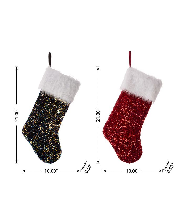 Glitzhome Sequin Christmas Stocking, Set of 2 Macy's