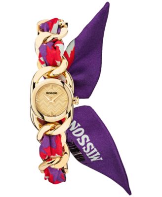 Missoni - Women's Swiss Gioiello Multicolor Silk & Gold Ion Plated Link Bracelet Watch 23mm