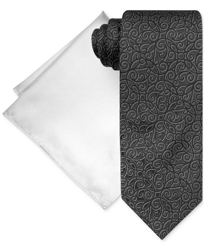 Steve Harvey Men's Tonal Scroll Tie & Pocket Square Set Macy's