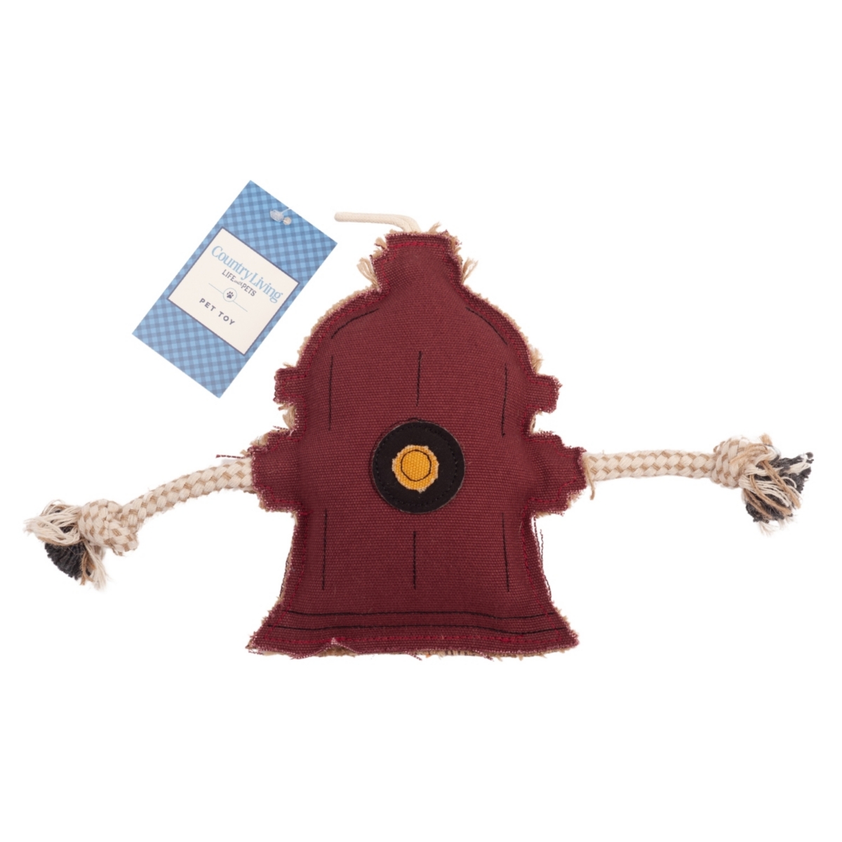 Country Living Fire Hydrant Canvas and Jute Dog Chew Toy - Red