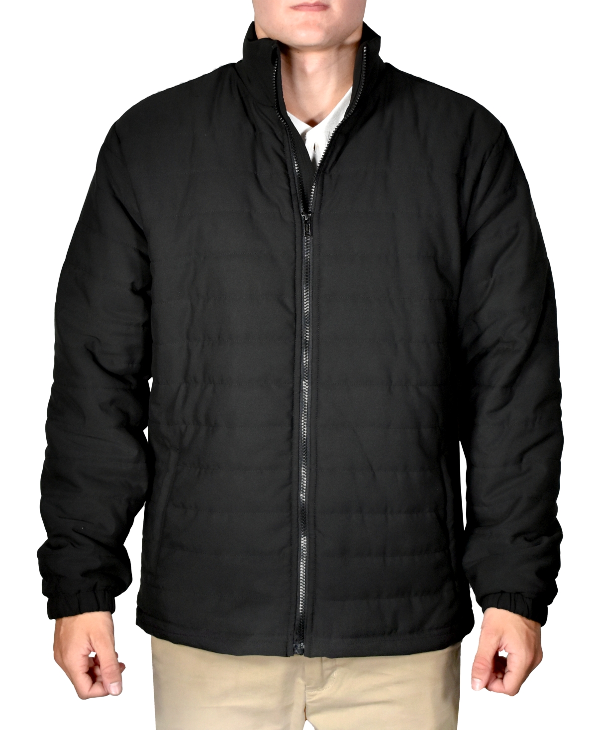 Men's Quilted Full-Zip Stand-Collar Puffy Jacket - Olive
